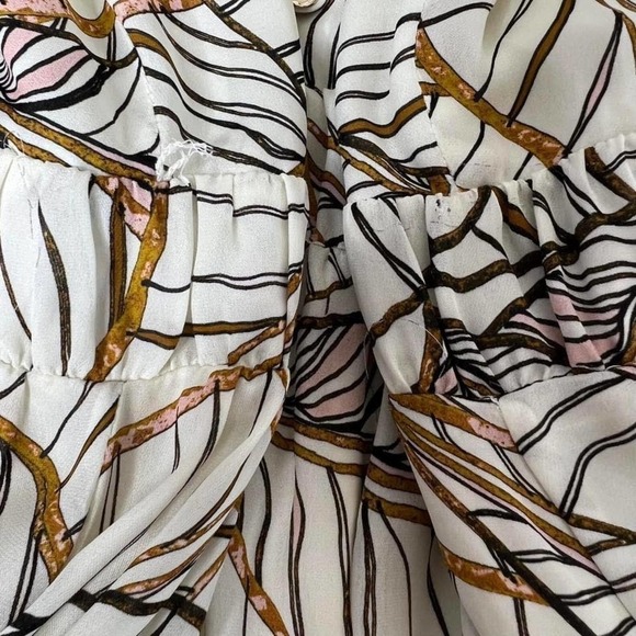 NICHOLAS Leaf Print Mini Dress in Cream and Brown - Picture 5 of 9